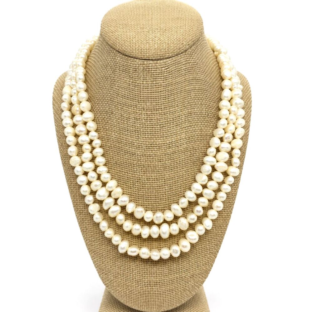 FRESHWATER PEARL Necklace Long Strand No Clasp Vintage Baroque Bridal